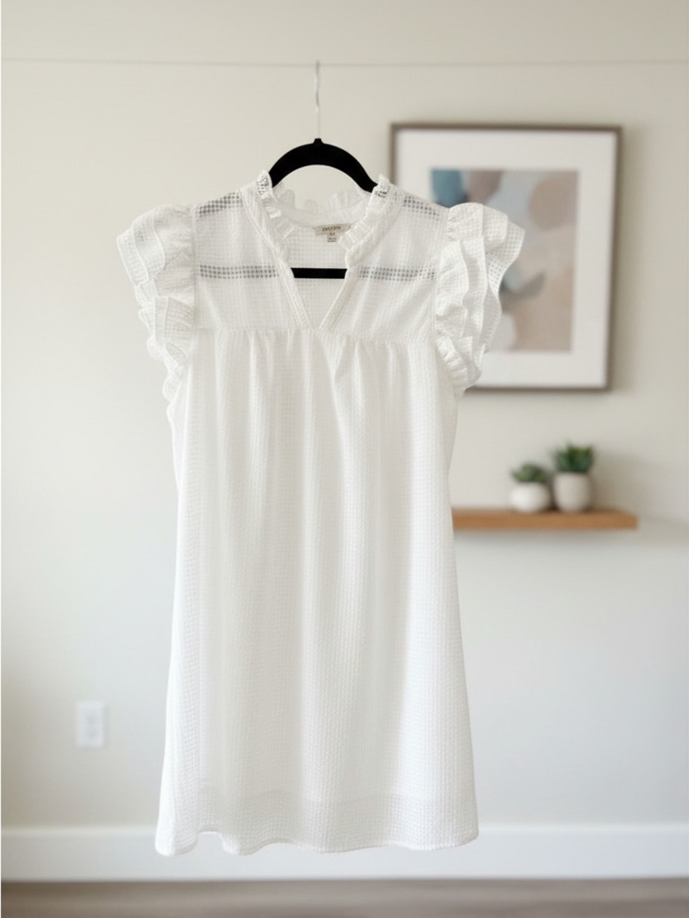 Umgee White Textured Ruffle Sleeve Dress “Perfect Beach Pictures Dress”